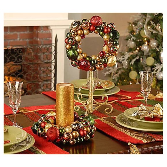 Vintage QVC Set 2 Shatterproof Ornament Wreaths 2/Stands by David Shindler NWT - Picture 3 of 7